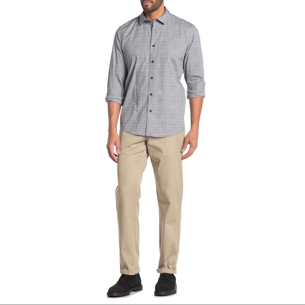 Ike Behar $120 Stretch Flat Front Pants Dark Khaki